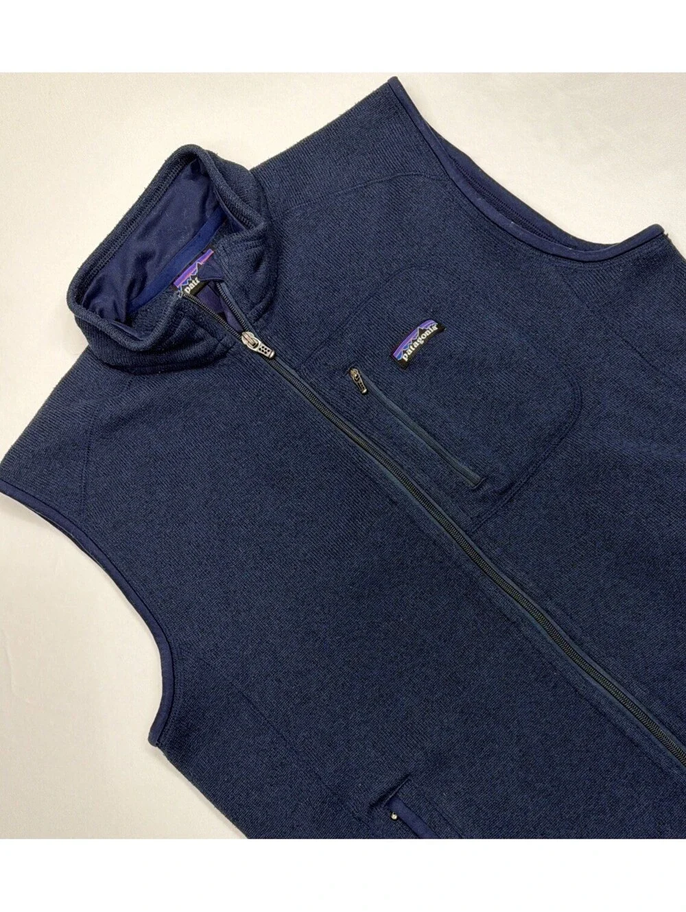 Patagonia Vest Jacket Mens Large  Navy Fleece Better Sweater Full Zip Athleisure